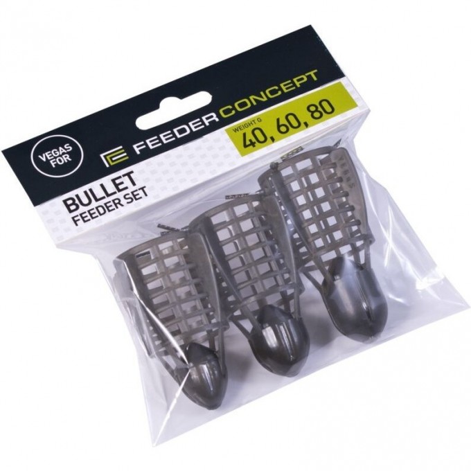 Набор фидерных кормушек FEEDER CONCEPT Vegas Bullet Сетка 40 60 80г 3шт. 7008-468