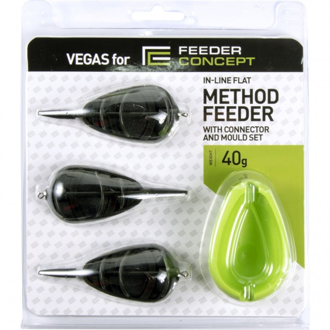 Набор фидерных кормушек FEEDER CONCEPT Vegas Flat METHOD 40г 3шт. и уплотнитель 7009-440