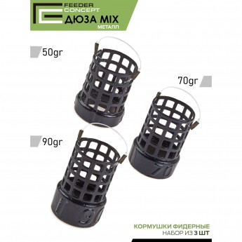 Набор металлических фидерных кормушек FEEDER CONCEPT M1 ДЮЗА 3шт. (коробочная версия)