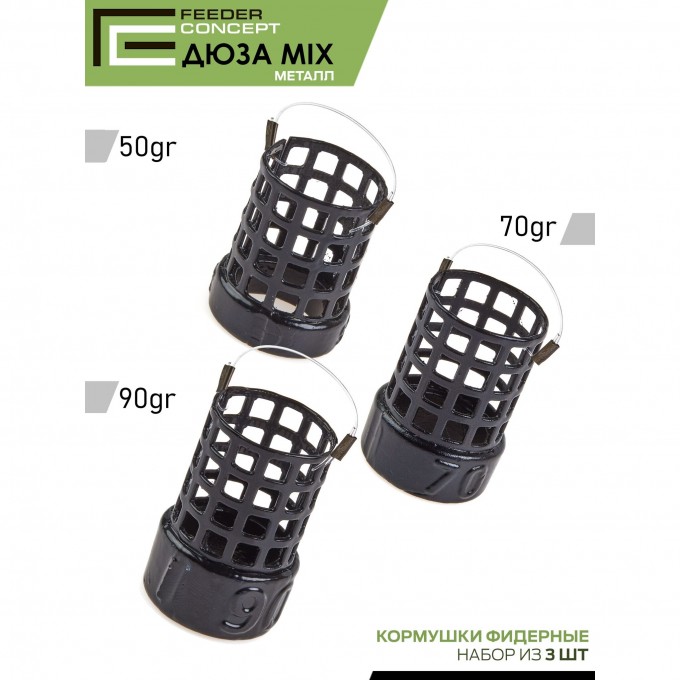Набор металлических фидерных кормушек FEEDER CONCEPT M1 ДЮЗА 3шт. (коробочная версия) FCMC-M1VB1-SET