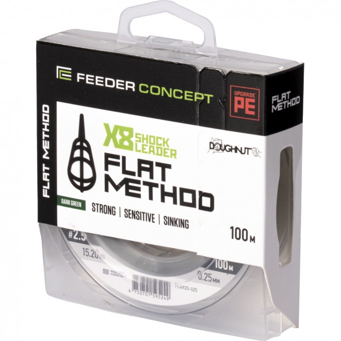 Шок-лидер плетёный FEEDER CONCEPT Flat Method х8 SHOCK LEADER Dark Green 100/025 FC4920-025